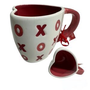 Lang Pink XOXO Heart Shape Mug Coffee Mug Painted By Hand.